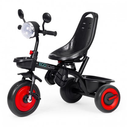 Tricicleta 3 in 1 pentru copii, scaun rotativ 360°, roti din spuma EVA, Ecotoys WQL-066-51 - Rosu