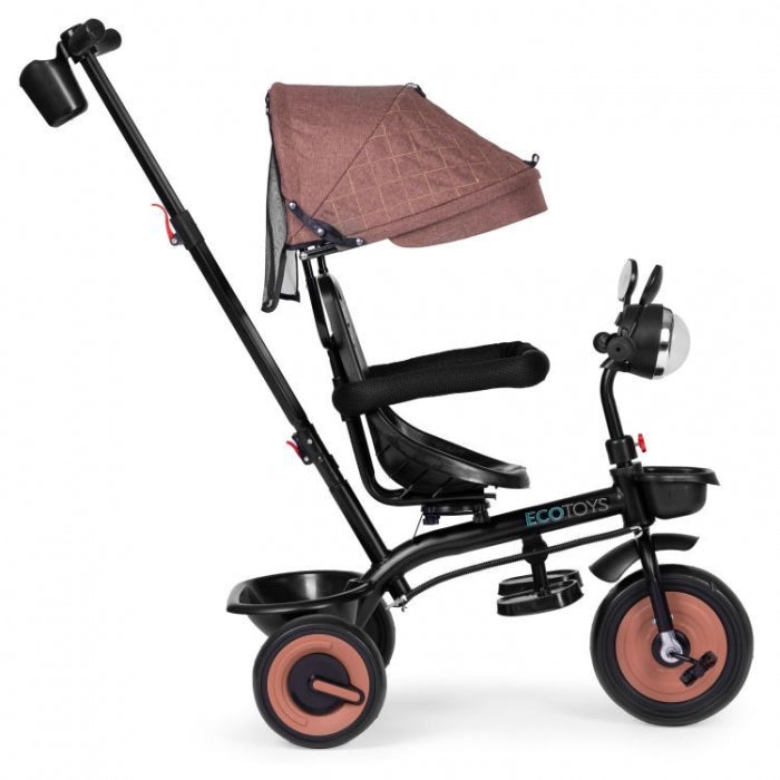 Tricicleta 3 in 1 pentru copii, scaun rotativ 360°, roti din spuma EVA, Ecotoys WQL-066-51 - Bej - Resigilat