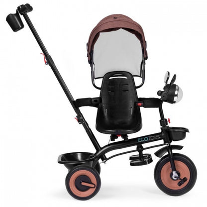 Tricicleta 3 in 1 pentru copii, scaun rotativ 360°, roti din spuma EVA, Ecotoys WQL-066-51 - Bej - Resigilat
