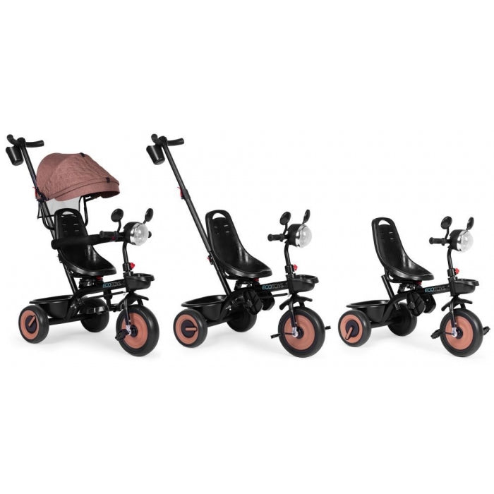 Tricicleta 3 in 1 pentru copii, scaun rotativ 360°, roti din spuma EVA, Ecotoys WQL-066-51 - Bej