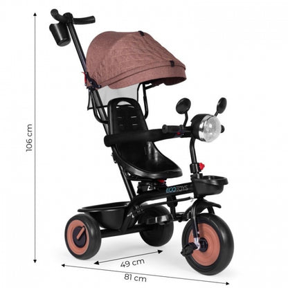 Tricicleta 3 in 1 pentru copii, scaun rotativ 360°, roti din spuma EVA, Ecotoys WQL-066-51 - Bej