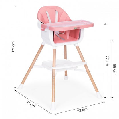 Scaun de masa 2 in 1 Ecotoys HC508 - Roz
