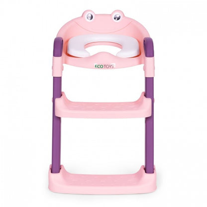 Reductor toaleta cu scara pentru copii Ecotoys PP8001 - Roz