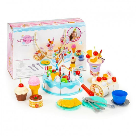 Set tort aniversar cu accesorii, 76 de elemente, Ecotoys HC429509