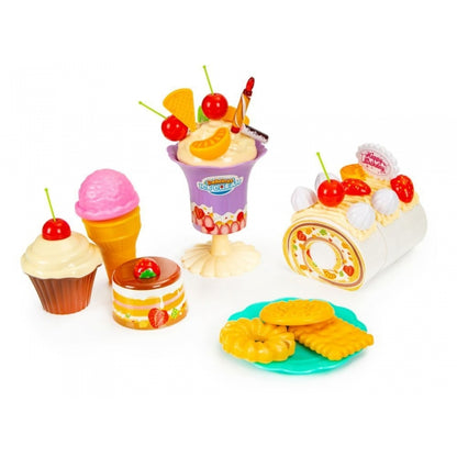 Set tort aniversar cu accesorii, 76 de elemente, Ecotoys HC429509