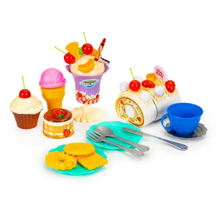 Set tort aniversar cu accesorii, 76 de elemente, Ecotoys HC429509