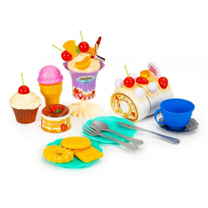 Set tort aniversar cu accesorii, 76 de elemente, Ecotoys HC429509