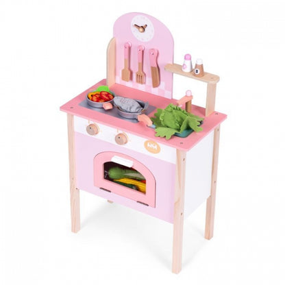 Bucatarie din lemn pentru copii cu accesorii, 48 x 26 x 76.5 cm, Ecotoys HM232570