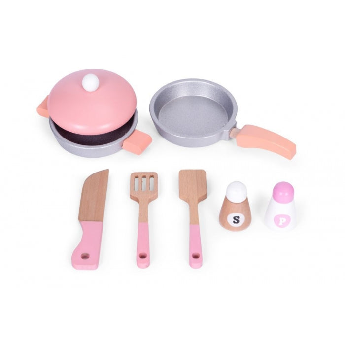 Bucatarie din lemn pentru copii cu accesorii, 48 x 26 x 76.5 cm, Ecotoys HM232570