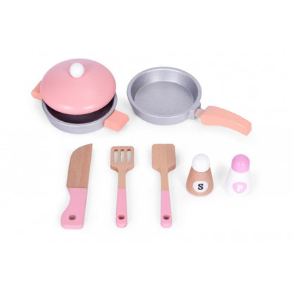 Bucatarie din lemn pentru copii cu accesorii, 48 x 26 x 76.5 cm, Ecotoys HM232570