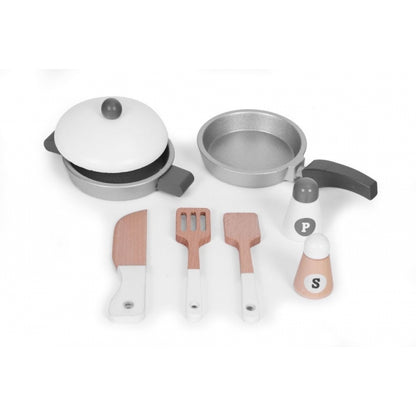 Bucatarie din lemn pentru copii cu accesorii, 48 x 26 x 77 cm, Ecotoys HM232569