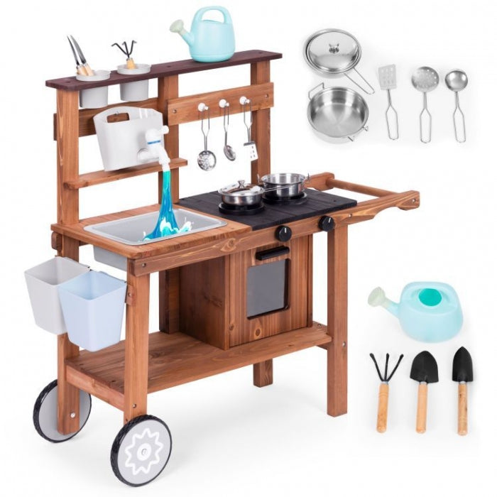 Bucatarie de exterior din lemn pentru copii, 89 x 31 x 80.5 cm, Ecotoys TL814004