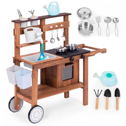 Bucatarie de exterior din lemn pentru copii, 89 x 31 x 80.5 cm, Ecotoys TL814004