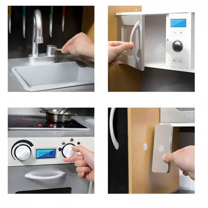 Bucatarie din lemn pentru copii cu accesorii, 90.3 x 31 x 90 cm, Ecotoys TL053001