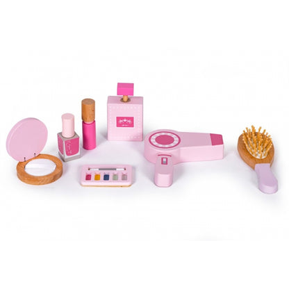 Masuta de toaleta pentru copii cu oglinda si 7 accesorii 54 x 38 x 88 cm Ecotoys 2950 - Roz