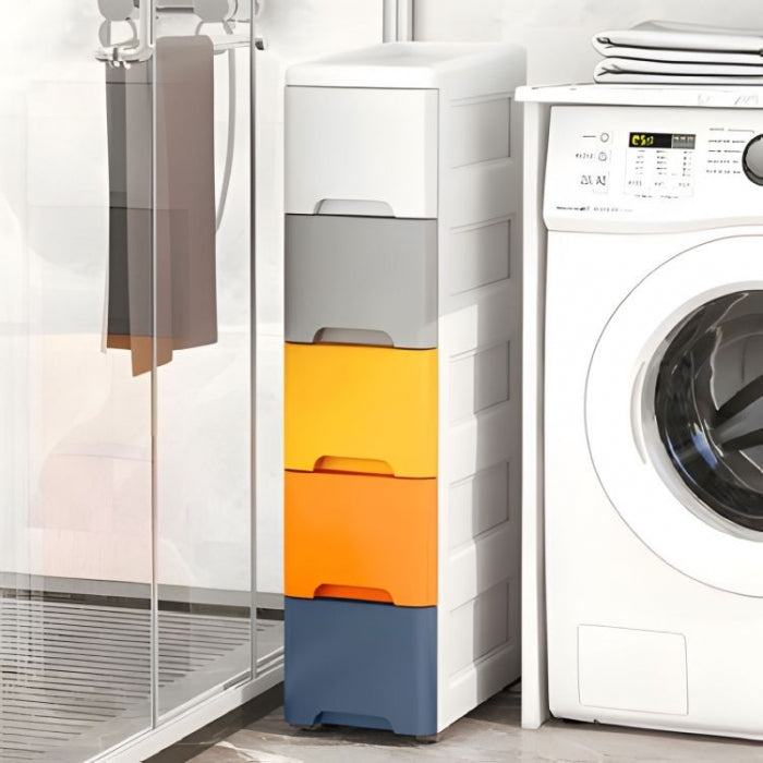 Raft pe roti cu 5 compartimente pentru depozitarea jucariilor ModernHome - Multicolor