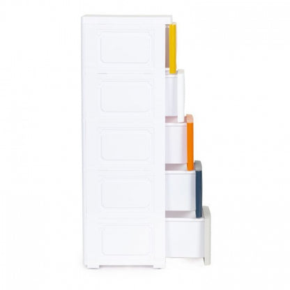 Raft pe roti cu 5 compartimente pentru depozitarea jucariilor ModernHome - Multicolor