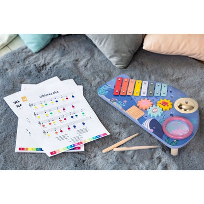 Masuta din lemn cu instrumente muzicale Ecotoys TL204013
