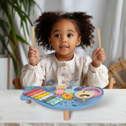 Masuta din lemn cu instrumente muzicale Ecotoys TL204013