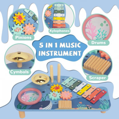 Masuta din lemn cu instrumente muzicale Ecotoys TL204013