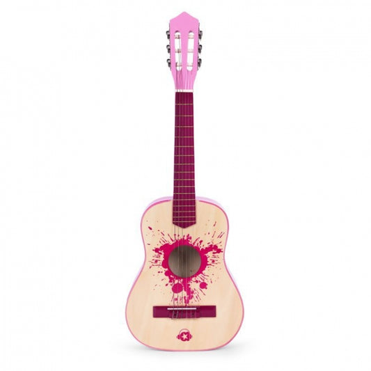 Chitara din lemn cu 6 corzi pentru copii, 86 x 31 cm, Ecotoys HX18026-34 - Roz