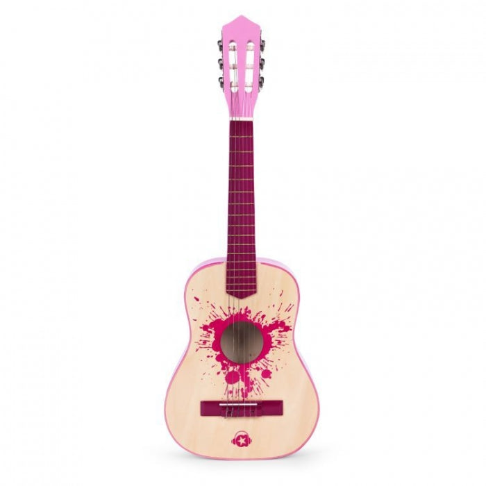 Chitara din lemn pentru copii cu 6 corzi Ecotoys HX18022-30, 76 X 28 cm - Roz