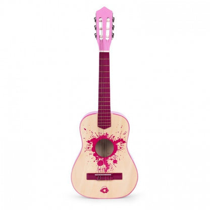 Chitara din lemn pentru copii cu 6 corzi Ecotoys HX18022-30, 76 X 28 cm - Roz