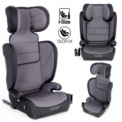 Scaun auto cu ISOFIX Ecotoys, grupa 100-150 cm, i-Size, omologare R129/03 - Gri