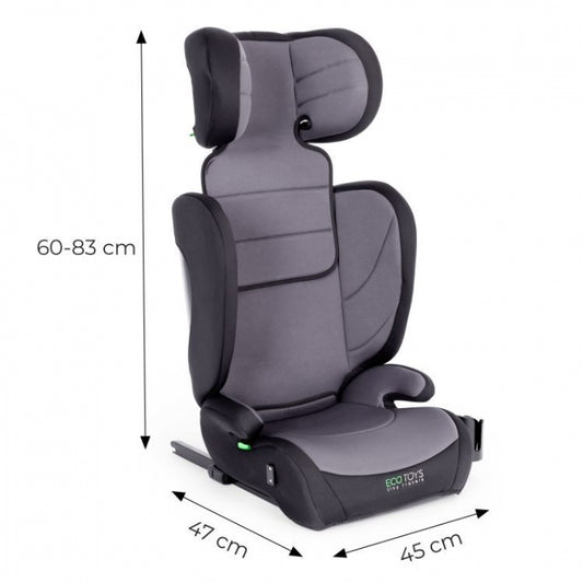 Scaun auto cu ISOFIX Ecotoys, grupa 100-150 cm, i-Size, omologare R129/03 - Gri