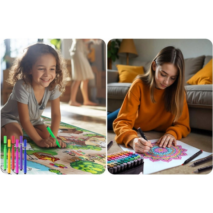 Salteluta de joaca 120 x 92 x 0.3 cm si un set de 80 markere colorate Ricokids - Zoo