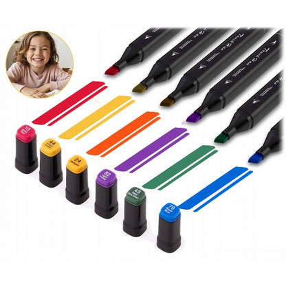 Set de 80 markere colorate cu alcool, varf dublu, Nukido NK-912