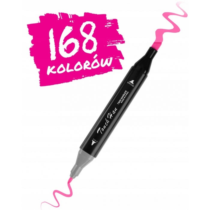 Set de 168 markere colorate cu alcool, varf dublu, Nukido NK-914