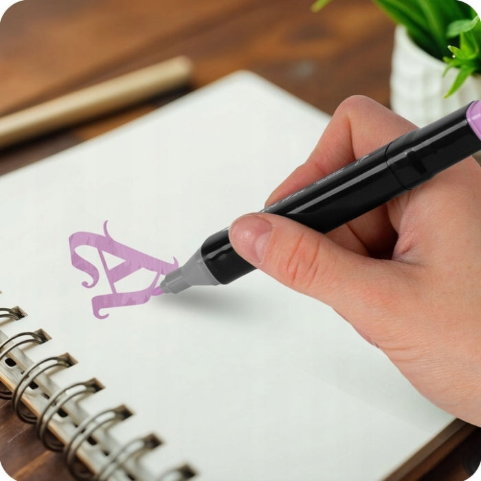 Set de 168 markere colorate cu alcool, varf dublu, Nukido NK-914