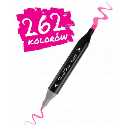 Set de 262 markere colorate cu alcool, varf dublu, Nukido NK-915