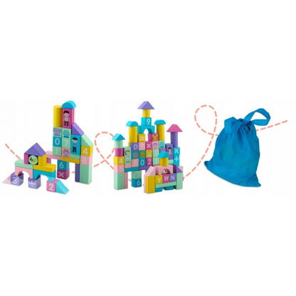 Set educational cu blocuri din lemn, 100 bucati, Ricokids RK-871