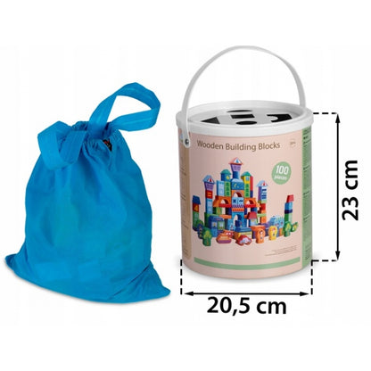 Set educational cu blocuri din lemn, 100 bucati, Ricokids RK-871 - Orasel