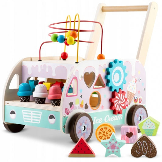 Antemergator din lemn tip magazin cu inghetata si diverse activitati, 48 x 27.5 x 40.5 cm, Ricokids RK-873