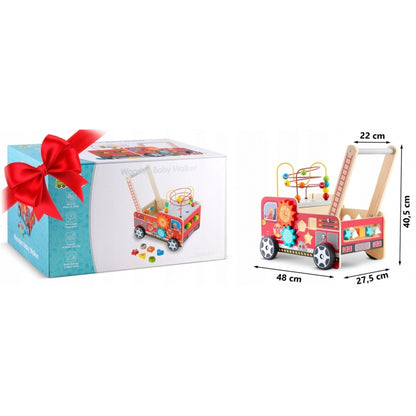 Antemergator din lemn tip masina de pompieri si diverse activitati, 48 x 27.5 x 40.5 cm, Ricokids RK-873