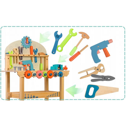 Atelier de lucru din lemn cu accesorii incluse, 60 x 30 x 75.5 cm, Ricokids RK-876
