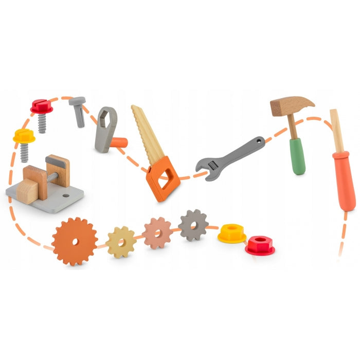 Mini atelier de lucru din lemn cu accesorii incluse, 30 x 25 x 30 cm, Ricokids RK-877