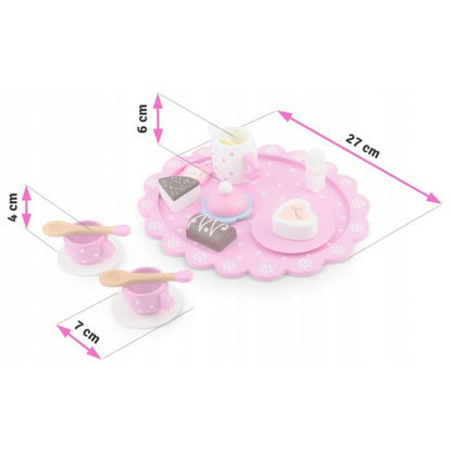 Set din lemn pentru servit ceaiul Ricokids RK-869 - Roz