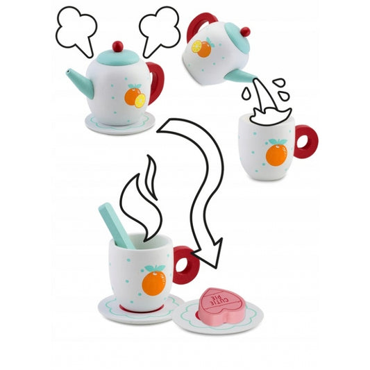 Set din lemn pentru servit ceaiul Ricokids RK-869 - Turcoaz