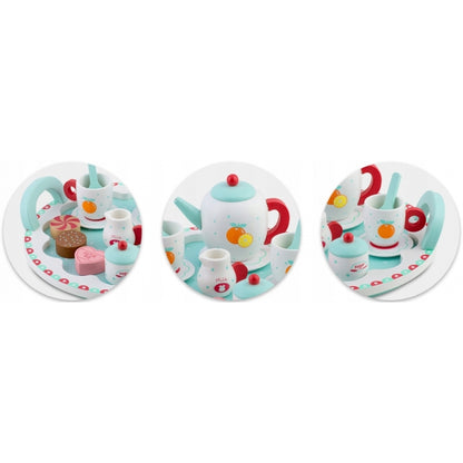Set din lemn pentru servit ceaiul Ricokids RK-869 - Turcoaz