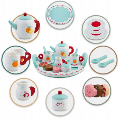 Set din lemn pentru servit ceaiul Ricokids RK-869 - Turcoaz