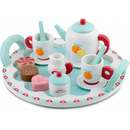 Set din lemn pentru servit ceaiul Ricokids RK-869 - Turcoaz