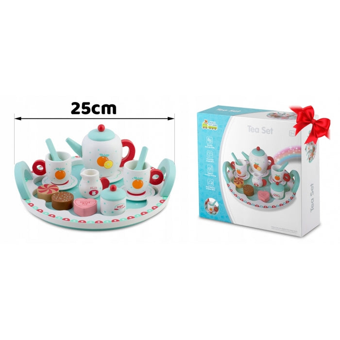Set din lemn pentru servit ceaiul Ricokids RK-869 - Turcoaz
