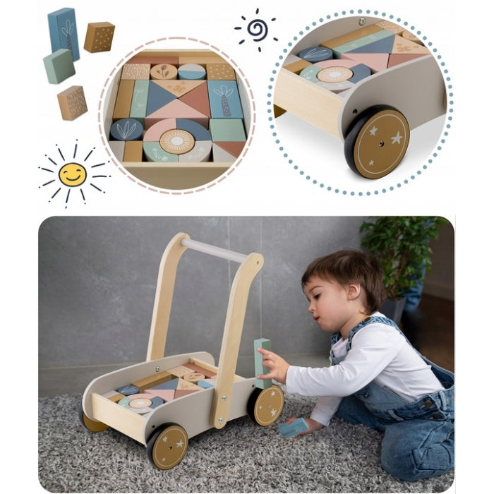 Antemergator din lemn cu blocuri din lemn incluse, 26.5 x 40 x 41 cm, Nukido NK-856