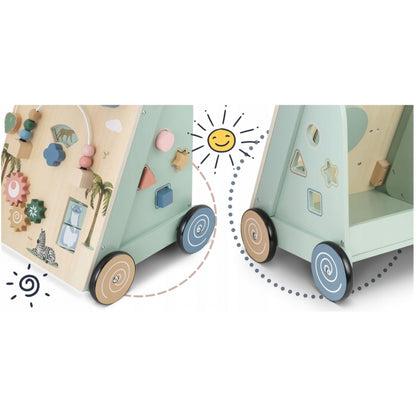 Antemergator educational din lemn cu diverse activitati, 33 x 33 x 50 cm, Nukido NK-857