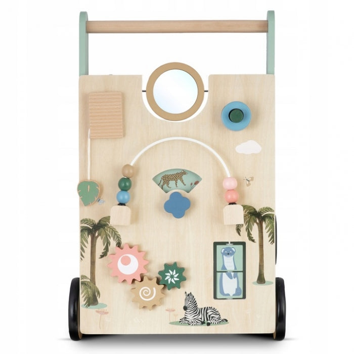 Antemergator educational din lemn cu diverse activitati, 33 x 33 x 50 cm, Nukido NK-857