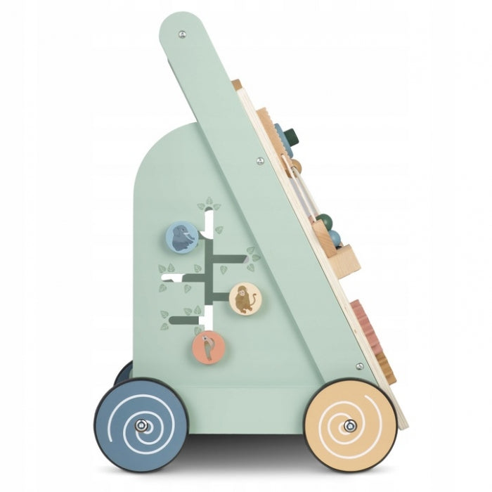 Antemergator educational din lemn cu diverse activitati, 33 x 33 x 50 cm, Nukido NK-857